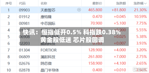快讯:恒指低开0.5% 科指跌0.38% 黄金股低迷 芯片股回调-第3张图片